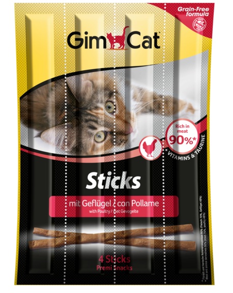 Gimpet лакомые палочки - колбаски птица+печень для кошек, 4шт 20г (1x24) 400167 (4002064400167)