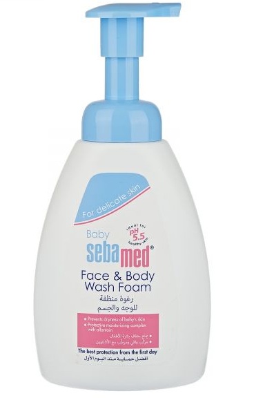 sebamed baby face & body wash foam